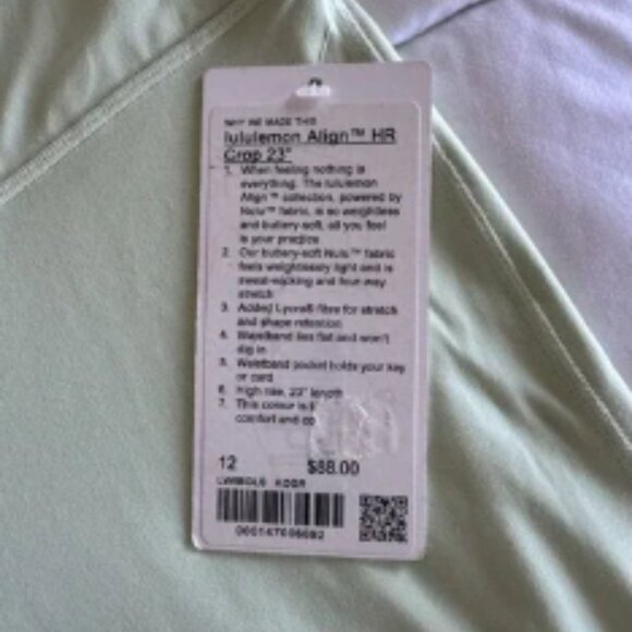 New Lululemon Align High-Rise Crop 23" Size 12 LW6BGLS KOGR Green NWT - Picture 3 of 5